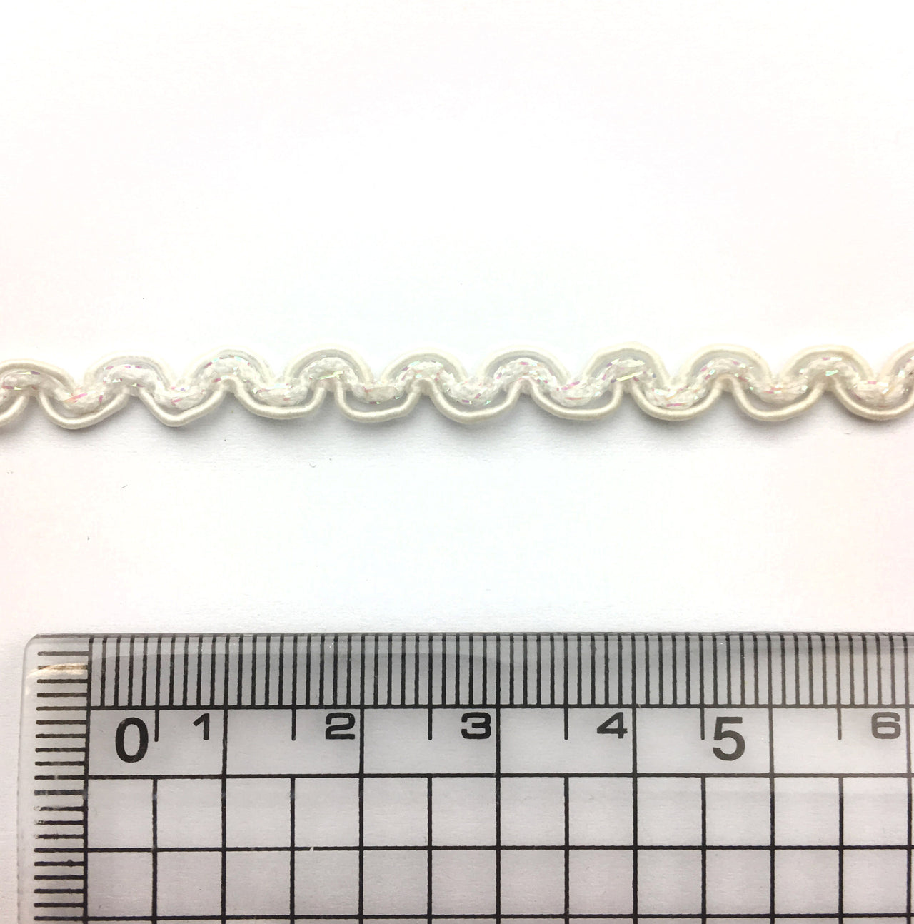 Scroll gimp braid trim 6mm - White & Pearl, Trims- Lumin's Workshop
