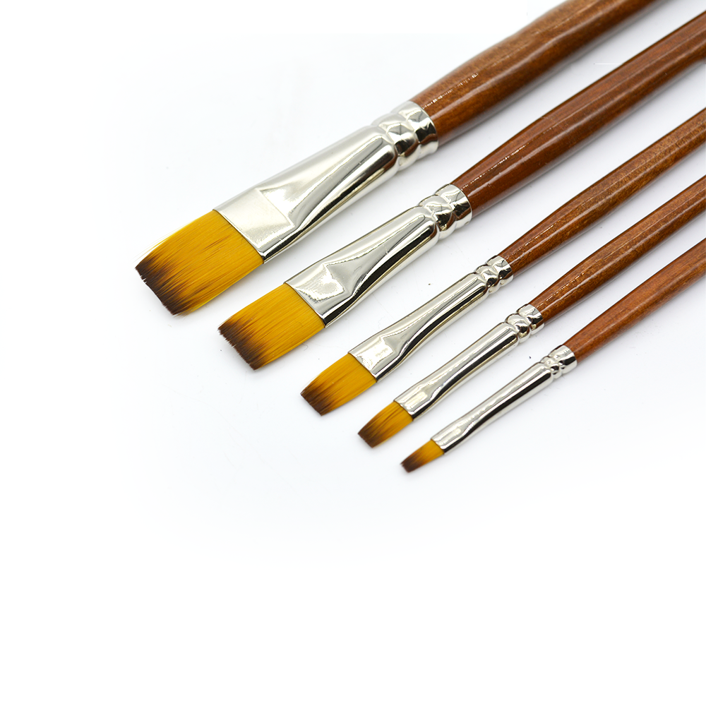 Flat Brush Set - 5 Pack (Long Handle), Paint Brushes- Lumin's Workshop