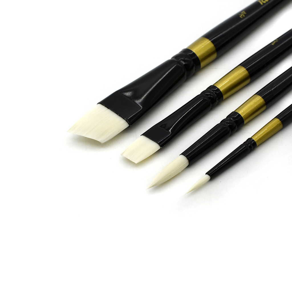 Rectangular Round Brush Angled, Flat & Round Brush Set - 4 Pack