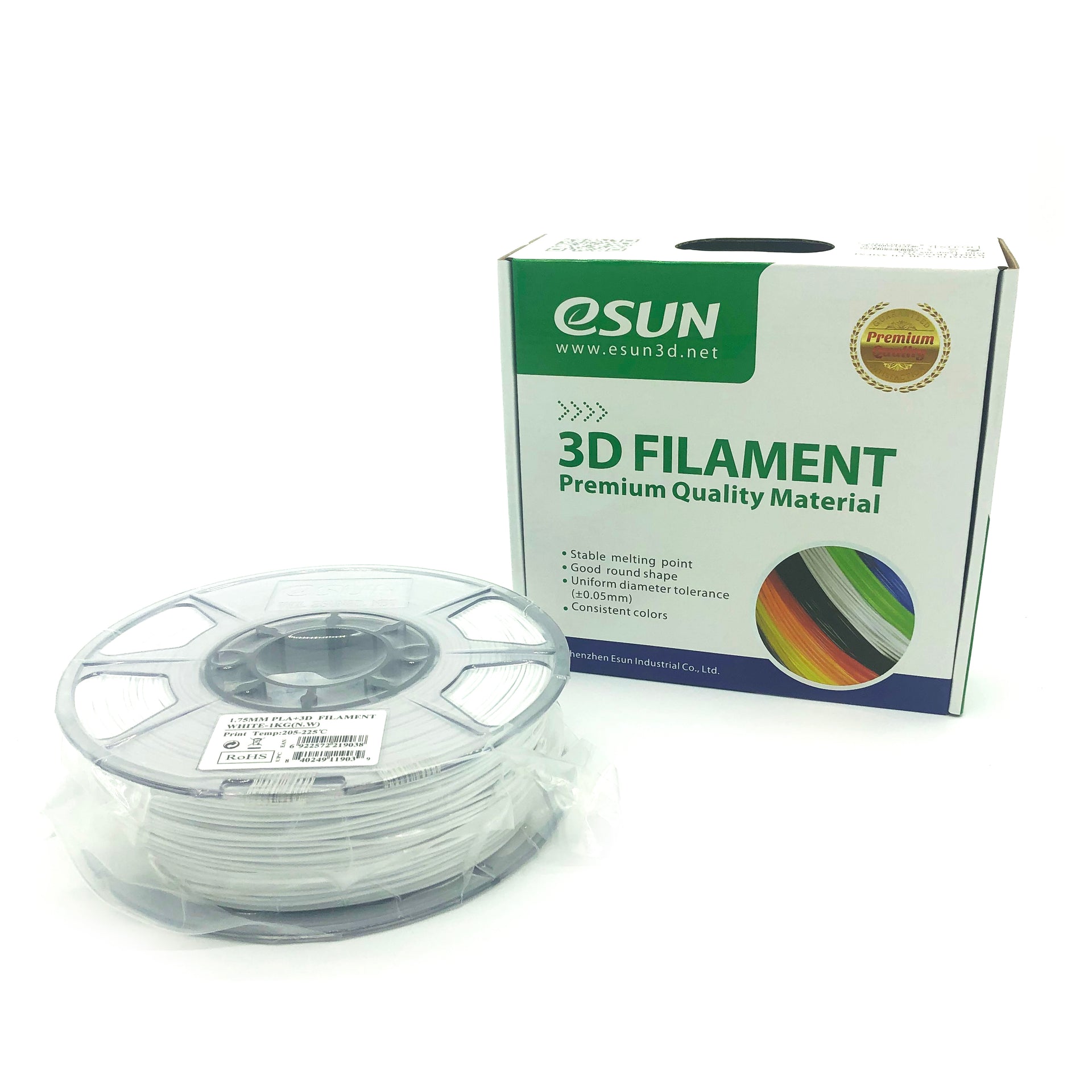 eSun PLA+ 1.75mm 1kg Roll - White, filament- Lumin's Workshop